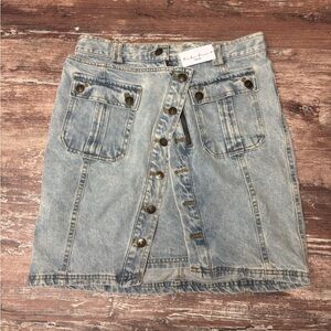 Hunter & Brown Denim | NWT Light Wash Criss-Cross Top Asymmetrical Skirt, XL